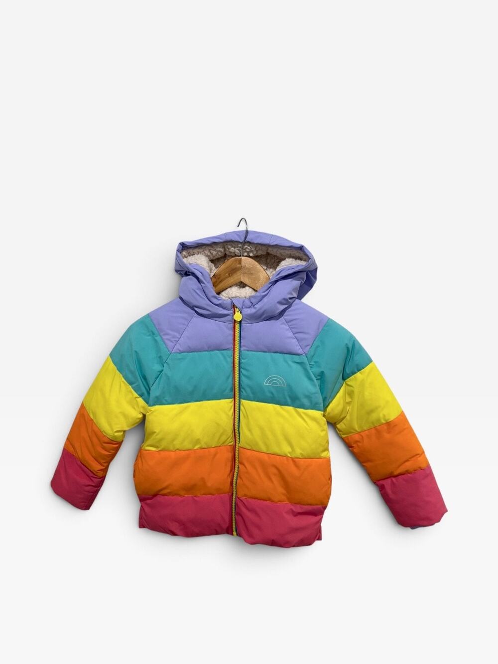 Little Bird Coat by Jools Oliver Rainbow Colorblock Quilted Jacket 5-6 Yrs Kids